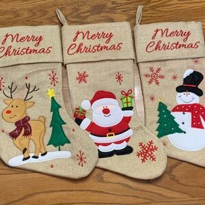 Festive Christmas Stockings 3 Piece Set - Santa, Snowman, and Reindeer